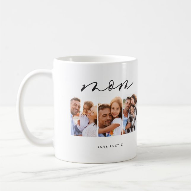 Mama niedliche moderne Drehbuch-MultiFoto-Geschenk Kaffeetasse (Links)