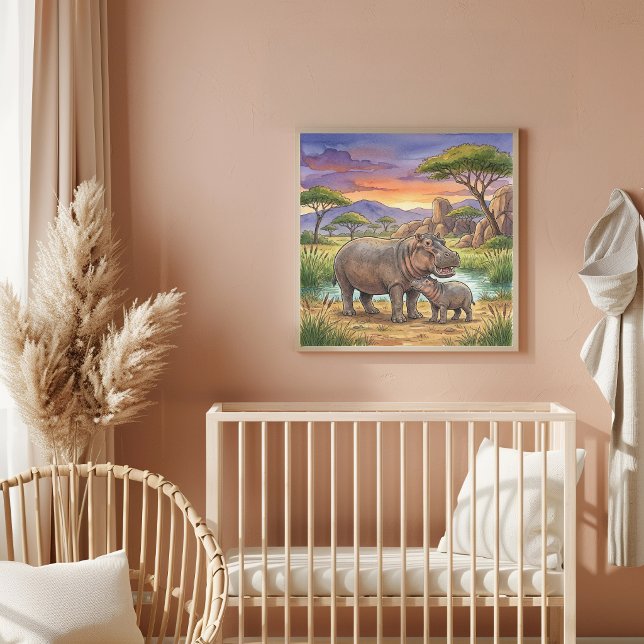 Mama Nilpferd und Kalb Kinderzimmer Poster (Von Creator hochgeladen)