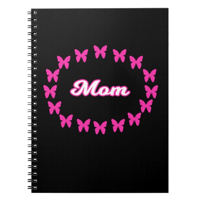 Mama NOTEBOOK mit Niedlich rosa Schmetterlingen Notizblock (Vorderseite)