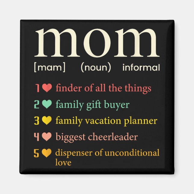 Mama Noun Definition Funny Mama Mütter Tag Magnet (Vorne)