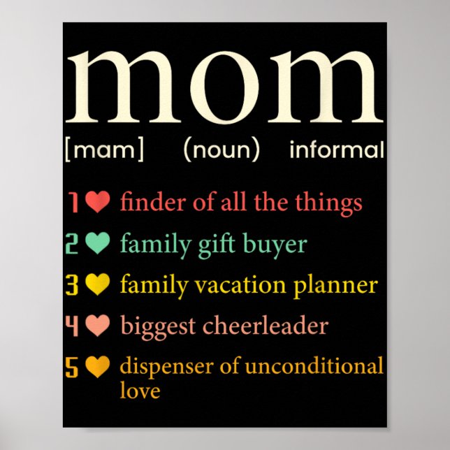Mama Noun Definition Funny Mama Mütter Tag Poster (Vorne)