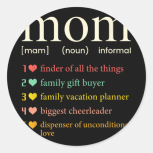 Mama Noun Definition Funny Mama Mütter Tag Runder Aufkleber