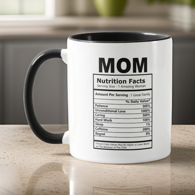 Mama Nutrition Fakten Moderne Schwarz-Weiß-Funny Tasse (Von Creator hochgeladen)