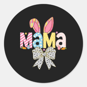 Mama Oaster Coquette Bow Bunny Matching Family Eas Runder Aufkleber