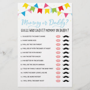 Mama oder Daddy Game Baby Shower Party