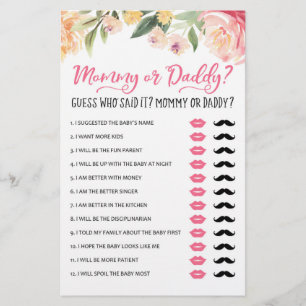 Mama oder Daddy Game Baby Shower Party
