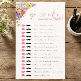 Mama oder Papa Aquarell Floral Baby Shower Spiel