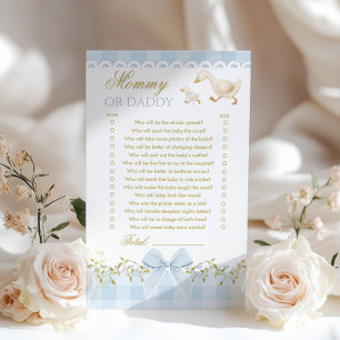 Mama oder Papa Dummer Gänschen Blau Baby Shower Sp