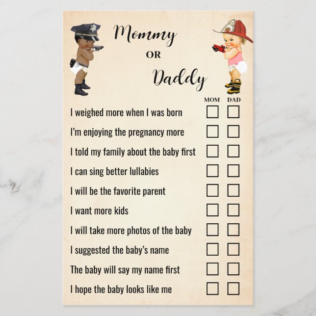 Mama oder Papa Kleiner Rekrut Babyshower Spielkart Flyer (Vorne)