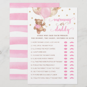 Mama oder Papa Spiel Baby Shower Teddybär 