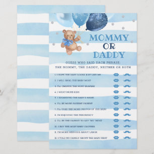 Mama oder Papa Spiel Baby Shower Teddybär
