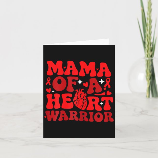 Mama Of A Heart Warrior Chd Awareness Heart Diseas Karte (Vorderseite)