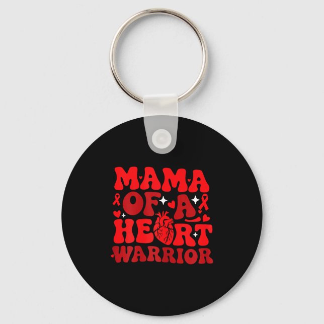 Mama Of A Heart Warrior Chd Awareness Heart Diseas Schlüsselanhänger (Vorderseite)