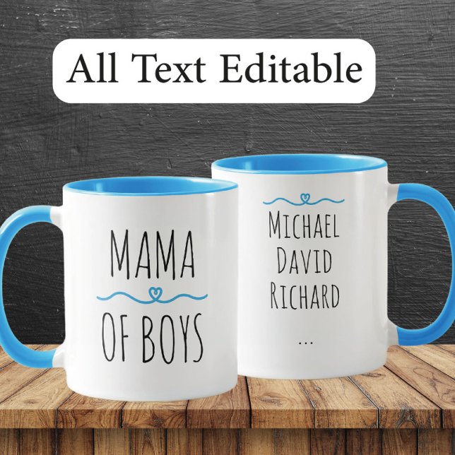 Mama of Boys Custom Names - Heartfelt Gift for Mom Tasse (Von Creator hochgeladen)