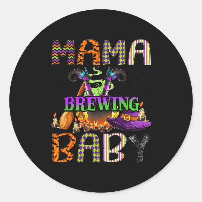 Mama Of Brewing Baby Halloween One Soky Mama  Runder Aufkleber (Vorderseite)
