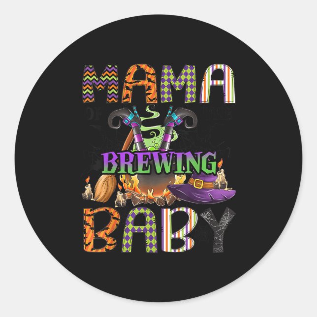 Mama Of Brewing Baby Halloween One Soky Mama  Runder Aufkleber (Vorderseite)