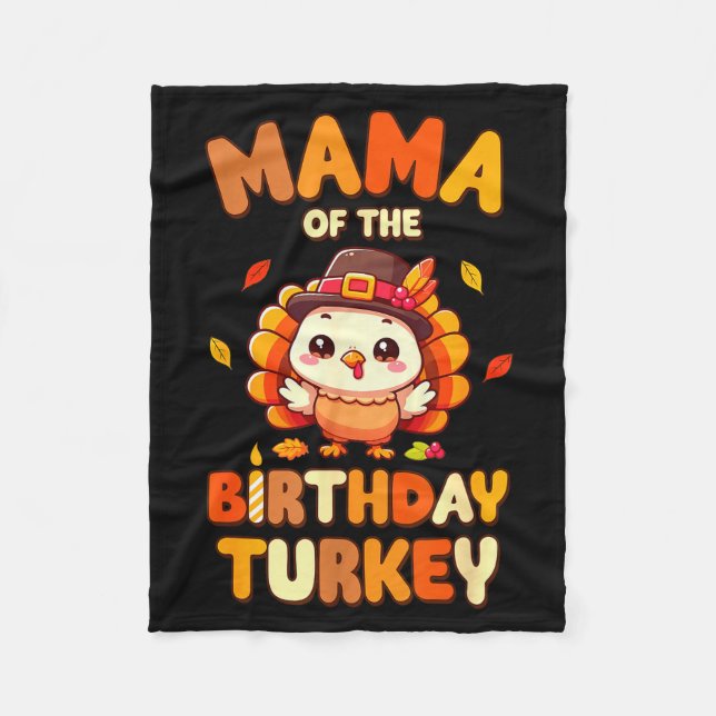 Mama Of The Birthday Turkey Family 1st Birthday Bo Fleecedecke (Vorderseite)