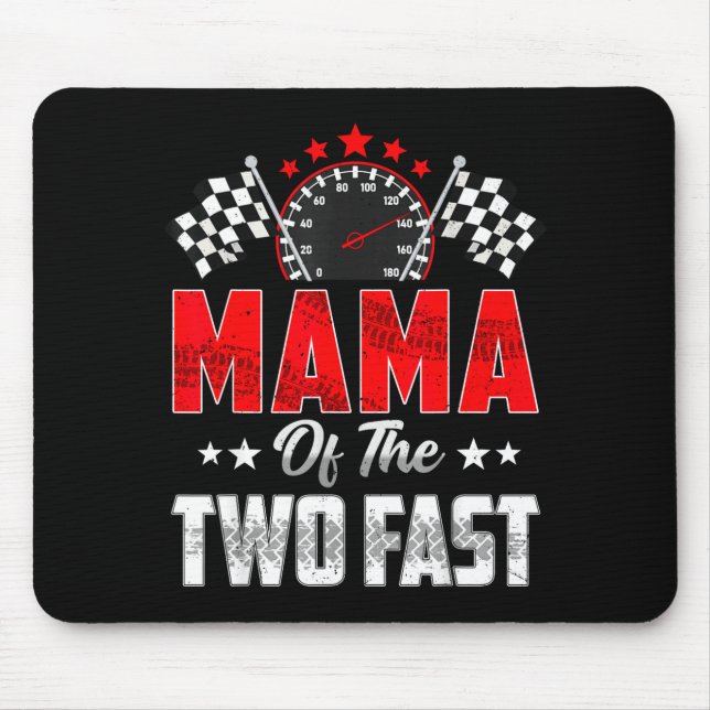 Mama Of The Two Fast 2nd Birthday Racing Car Famil Mousepad (Vorne)
