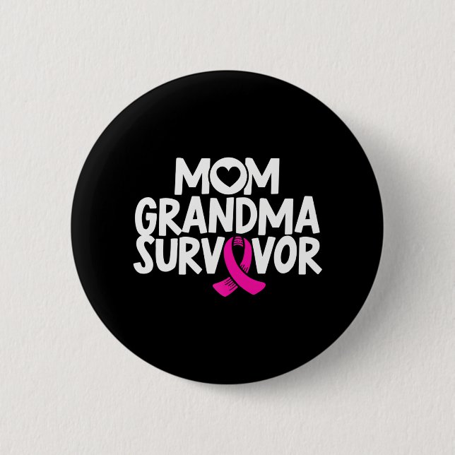 Mama Oma Survivor Brustkrebs Bewusstsein Rosa Button (Vorderseite)