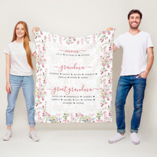 Mama Oma & Ur-Oma mit Namen Floral Fleecedecke
