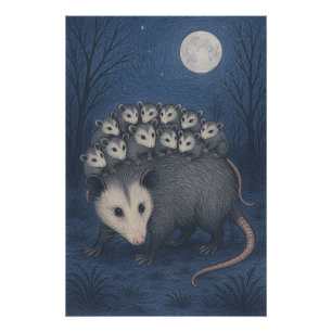 Mama Opossum Poster