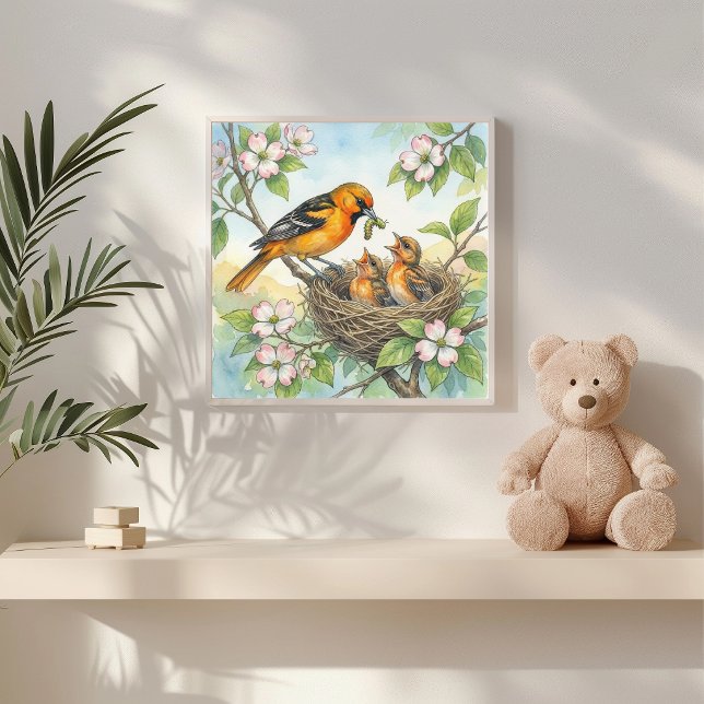 Mama Oriole und Kücken-Kinderstube Poster (Von Creator hochgeladen)