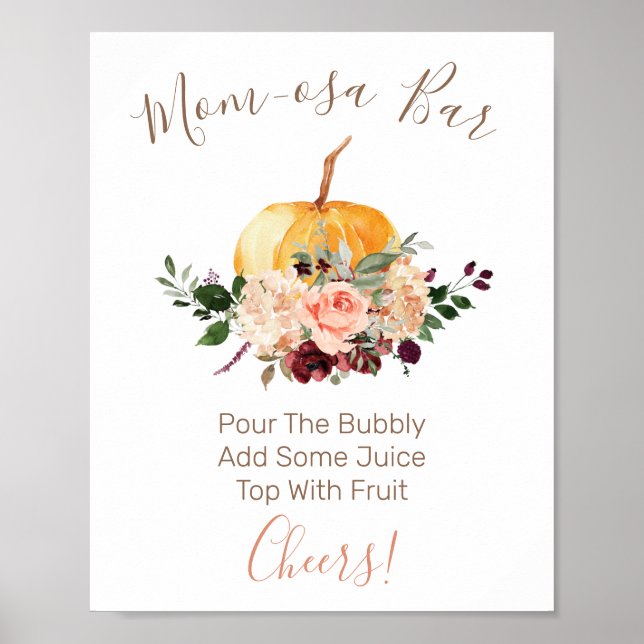 Mama-osa-Bar Floral Pumpkin Baby Duschzeichen Poster (Vorne)