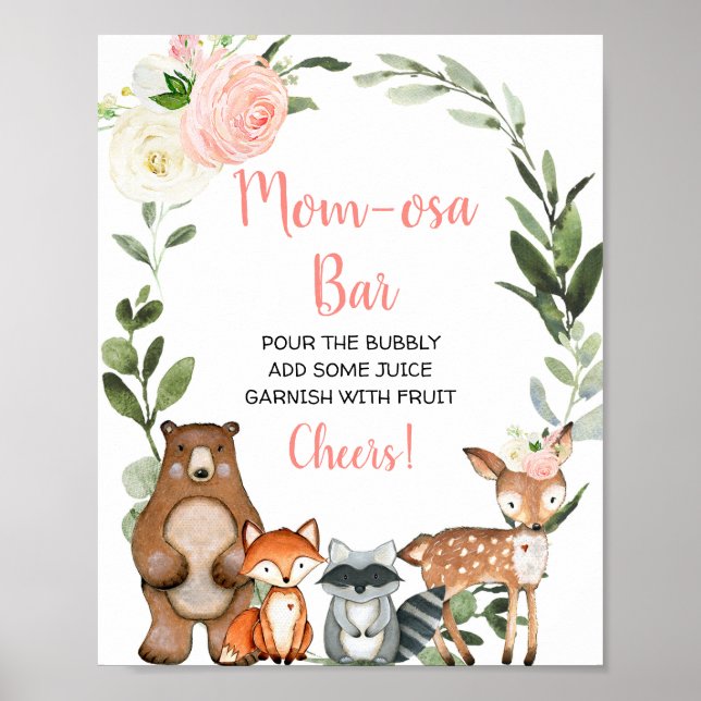 Mama-osa-Bar mimosa Blumenwald Babydusche Poster (Vorne)