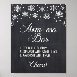 Mama osa Bar Winter Chalkboard Schneeflocken signi Poster