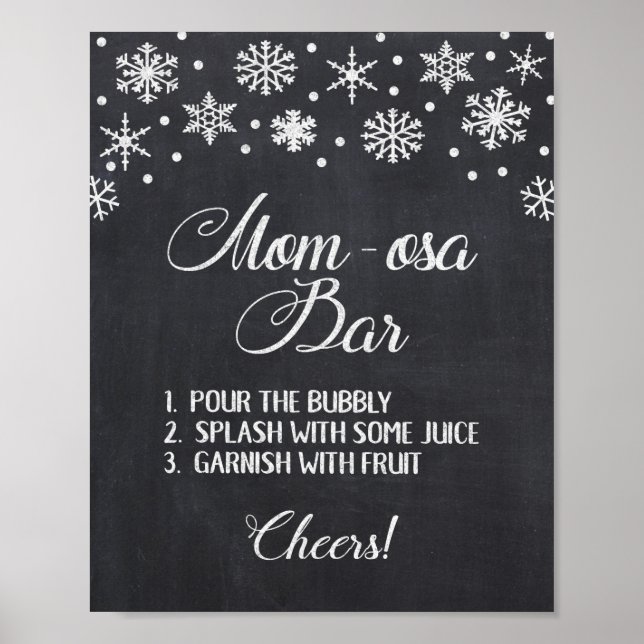 Mama osa Bar Winter Chalkboard Schneeflocken signi Poster (Vorne)