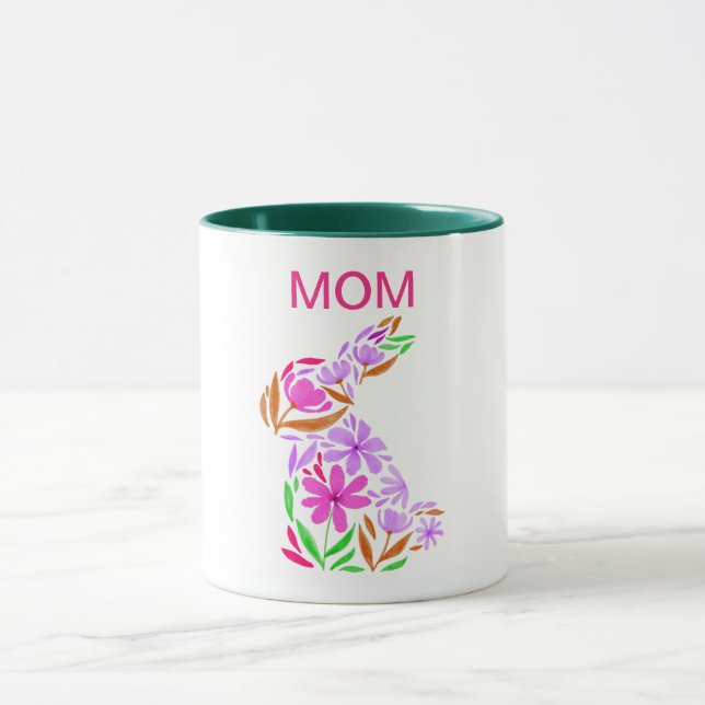 "MAMA" OSTERBLÜHENDER RABBIT IN DER PASTELLFARBEN- TASSE (Zentrum)