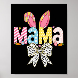 Mama Ostern Kokette Schleife Hase Passende Familie Poster