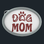 Mama Ovale Gürtelschnalle<br><div class="desc">Feiern Sie Ihre Liebe mit "Hunde-Mama-Design". Das charmante Design mit einem fett gedruckten "Hund-Mama"-Text und einem hübschen Pfoten-Icon macht es zur perfekten Wahl für alle stolzen Hundemütter. "Dieses Design ist anpassbar. Klicken Sie auf die Schaltfläche "Design bearbeiten", um das Design zu personalisieren. Sie können Farben ändern, Elemente verschieben, den eigenen...</div>