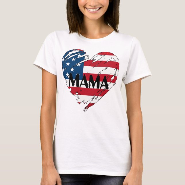 Mama Oversized Proud USA Military Mama Mommy Momma T-Shirt (Vorderseite)