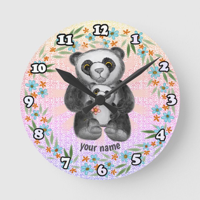 Mama Panda Bär Liebe Uhr  (Vorderseite)