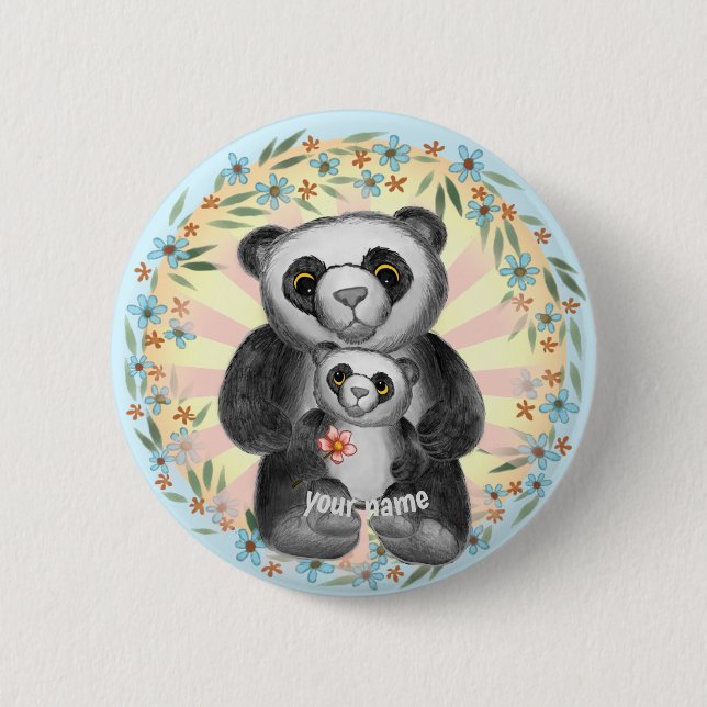 Mama Panda Bear Liebe Button-Taste Button (Vorderseite)