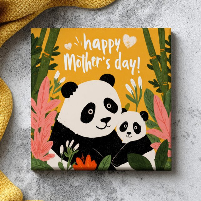 Mama Panda & Kleines Süße Tierwelt Frohen Mutterta Fliese (Von Creator hochgeladen)