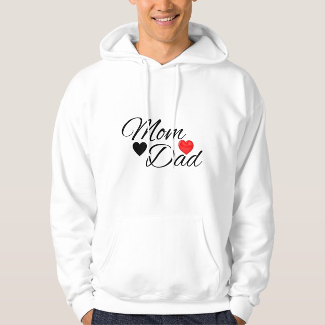 Mama & Papa Herzen - Elegante Typografie Familienl Hoodie (Vorderseite)
