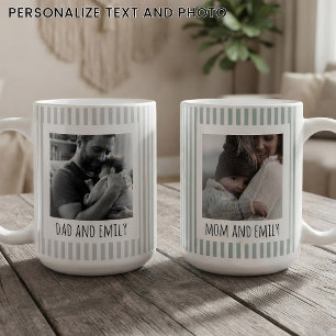 Mama & Papa Sage Streifen Muttertag individuell Kaffeetasse