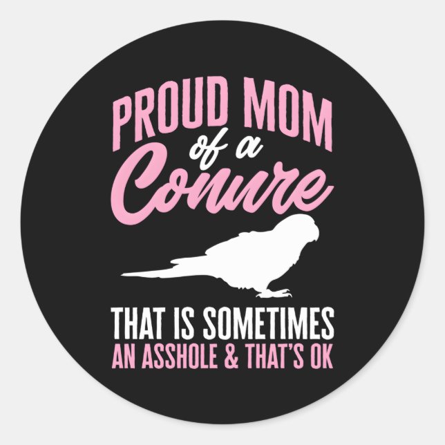 Mama Parrot Bird Sun Conure Runder Aufkleber (Vorderseite)