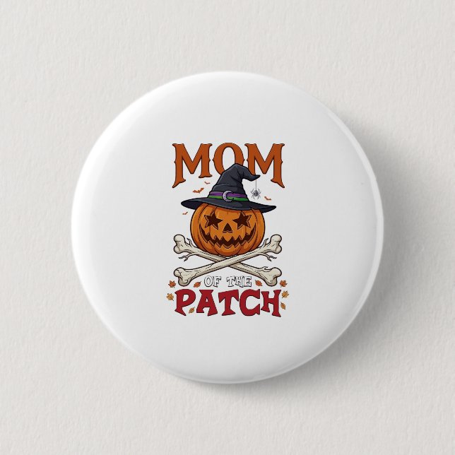 Mama-Patch-Halloween-Kürbis-Hexenhut-Totenkopf_1 Button (Vorderseite)