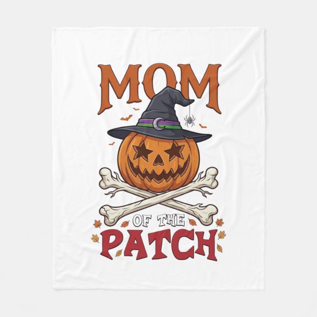 Mama-Patch-Halloween-Kürbis-Hexenhut-Totenkopf_1 Fleecedecke (Vorderseite)