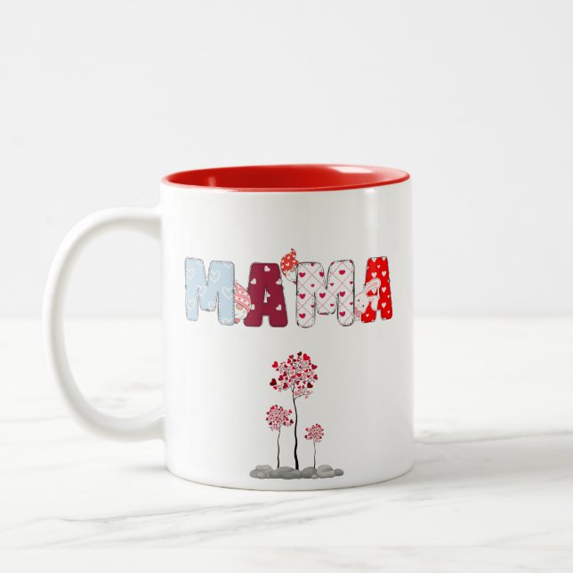 Mama Patchwork Herzstück Tasse - Niedliches Mutter (Links)