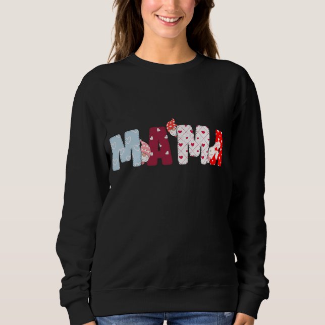 Mama Patchwork Letter Sweatshirt - Niedliches Herz (Vorderseite)