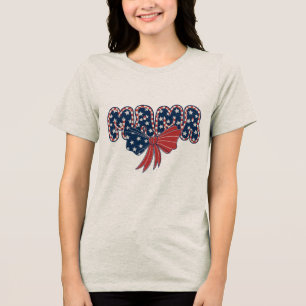 MAMA - Patriotischer 4. Juli Sterne und Bow PNG Tri-Blend Shirt