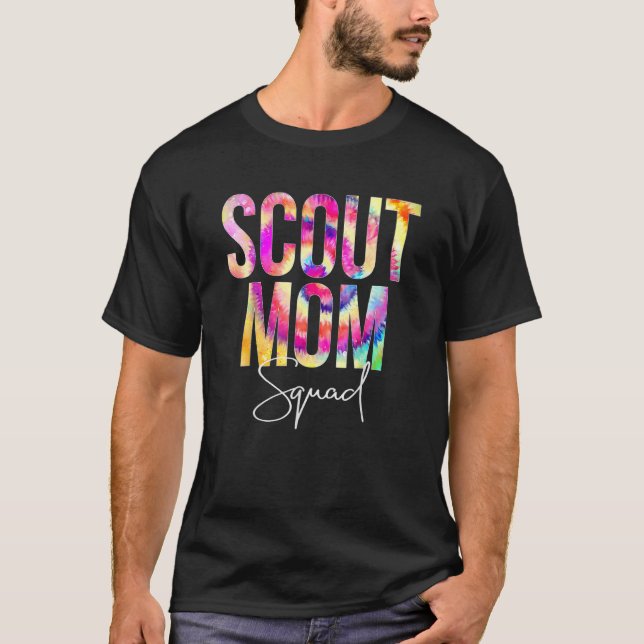 Mama Pfadfinder Squad Gefärbte Krawatte zurück zur T-Shirt (Vorderseite)