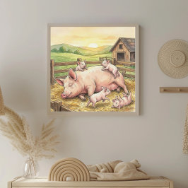Mama Pig und Ferkel Kinderzimmer Poster