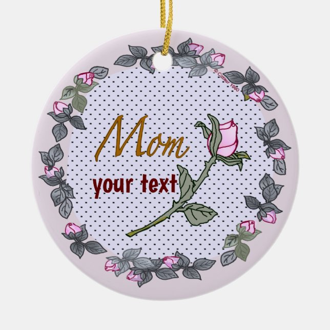 Mama Pink Rosenknospe benutzerdefinierte Keramik Ornament (Vorne)