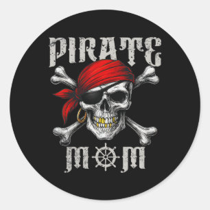 Mama-Piratenflagge-Flag und Schädelknochen H Runder Aufkleber