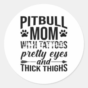 Mama Pitbull mit Hübschen Augen von Tattoos Runder Aufkleber